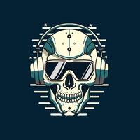 Cyber robot skull. Dark fantasy sci-fi style skeleton head. vector