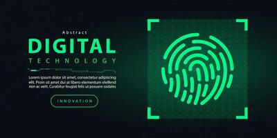 Technology digital fingerprint scan,  internet network connection dark black green background, abstract cyber information communication, Ai big data science, innovation future tech illustration vector