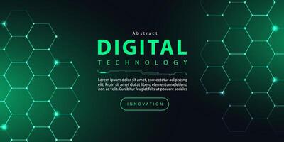 Technology digital futuristic internet network connection black green background, dark abstract cyber information communication, Ai big data science, innovation future tech line illustration vector 3d
