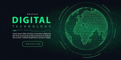 Technology digital futuristic internet network connection dark black green background, abstract cyber information communication, Ai big data science, innovation future tech line illustration vector 3d