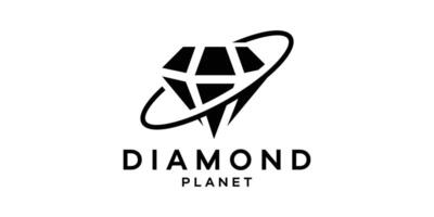 logo diseño combinación de diamantes con planetas, logo diseño modelo símbolo ideas vector