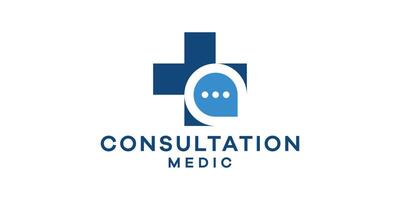 combination of speech bubble shape logo design with plus sign for health consultation logo. vector