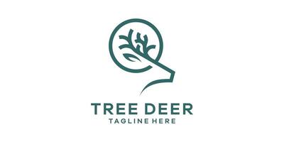 logo design combining the shape of a deer's head with a tree, logo design template, symbol idea. vector