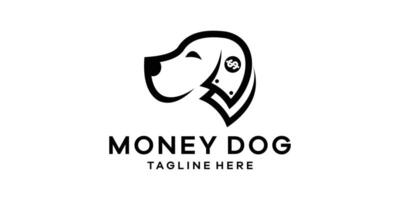 logo design combining the shape of a dog's head with money, logo design template, symbol idea. vector