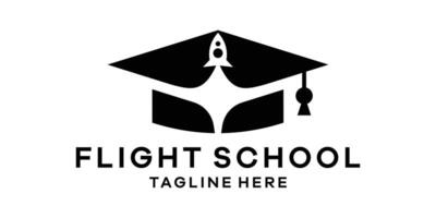 logo design combining the shape of a graduation cap with a rocket, logo design template, symbol idea. vector