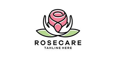 rose care logo design, minimalist line logo design, logo design template, symbol idea. vector