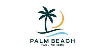 logo design combination of palm trees and beaches, logo design template, symbol idea. vector