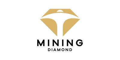 combination of diamond shape logo design with mining logo design template symbol ideas. vector