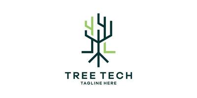 logo design combination hexagon with tree,tree tech logo design template symbol idea. vector