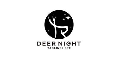 The logo design combines the shape of a deer's head with the moon. vector