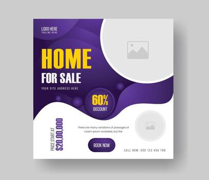 Modern unique property sale business square social media post promotion layout design with vector eps and gradient color.