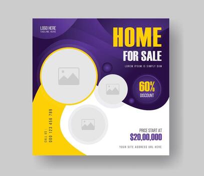 Modern unique property sale business square social media post promotion layout design with vector eps and gradient color.