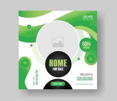 luxury real estate house social media ad post design with awesome gradient color shape. vector