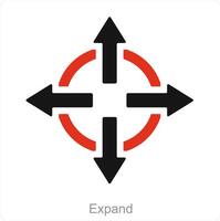 Expand and arrow icon concept vector