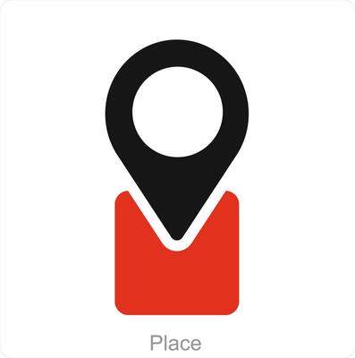 Place and pin icon concept