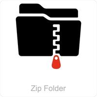 Zip Folder and Folder icon concept vector