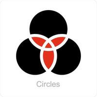 circles and intersection icon concept vector