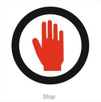 Stop and hand icon concept vector