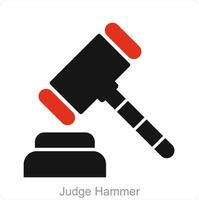 juez martillo y ley icono concepto vector