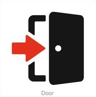 puerta y puerta abierto icono concepto vector