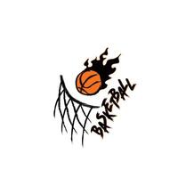 Basketball on fire with hoop vector illustration as a t-shirt design or any sports material