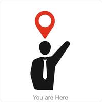 You are Here and pin icon concept vector