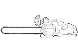 Chainsaw isolated illustration, vector line art, Chainsaw vector, petrol chain saw, modern chainsaw, chainsaw concept, line vector.