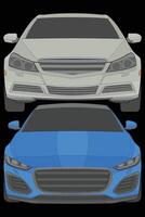 Set of front view Vector Illustration of Isolated highlight  color car on black background, Vehicle in a Flat Cartoon Style.