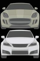 Set of front view Vector Illustration of Isolated highlight  color car on black background, Vehicle in a Flat Cartoon Style.