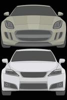 Set of front view Vector Illustration of Isolated highlight  color car on black background, Vehicle in a Flat Cartoon Style.