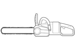 Chainsaw isolated illustration, vector line art, Chainsaw vector, petrol chain saw, modern chainsaw, chainsaw concept, line vector.