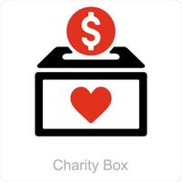 caridad caja y efectivo icono concepto vector
