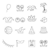 Set of april fools day icons white background vector