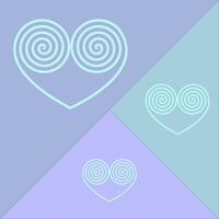 Wavy heart with swirls, cyan color vector