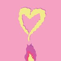 Pink fire heart of smoke vector