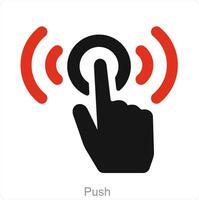 Push and hand icon concept vector