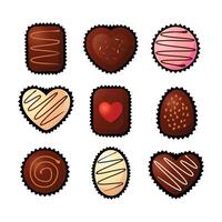 Valentine Vector icon asset of Various chocolate bonbon candy in many shapes and taste free editable for design