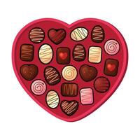 Valentine Vector icon asset of Chocolate candy in various shape and flavor in box Love shape with ribbon themes free editable for design