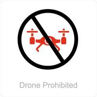 drone prohibited and drone icon concept vector