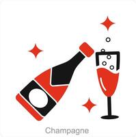Champagne and champagne icon concept vector