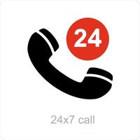 24x7 call and service icon concept vector