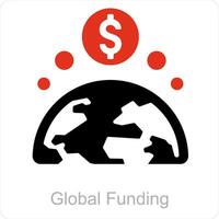 global fondos y recaudación de fondos icono concepto vector