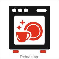 Dishwasher and dish icon concept vector