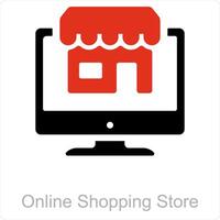 en línea compras Tienda y Al por menor icono concepto vector