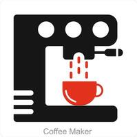 café fabricante y café máquina icono concepto vector