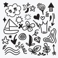 Vector kids hand drawings, doodle collection on white background. eps 10.
