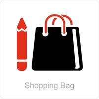 compras bolso y caso bolso icono concepto vector