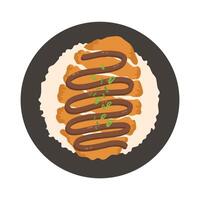 Chicken katsu with rice japanese food vector