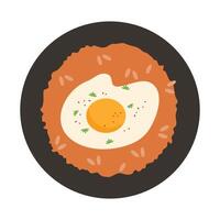 Kimchi fried rice with fried egg vector