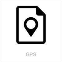 GPS y documento icono concepto vector